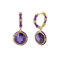 Lauren G. Adams Prince Charming Round Huggie Earrings (Gold & Amethyst)